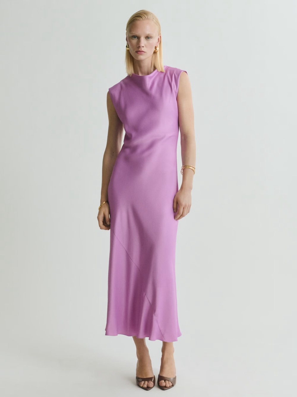Mango Purple satin midi dress NWT